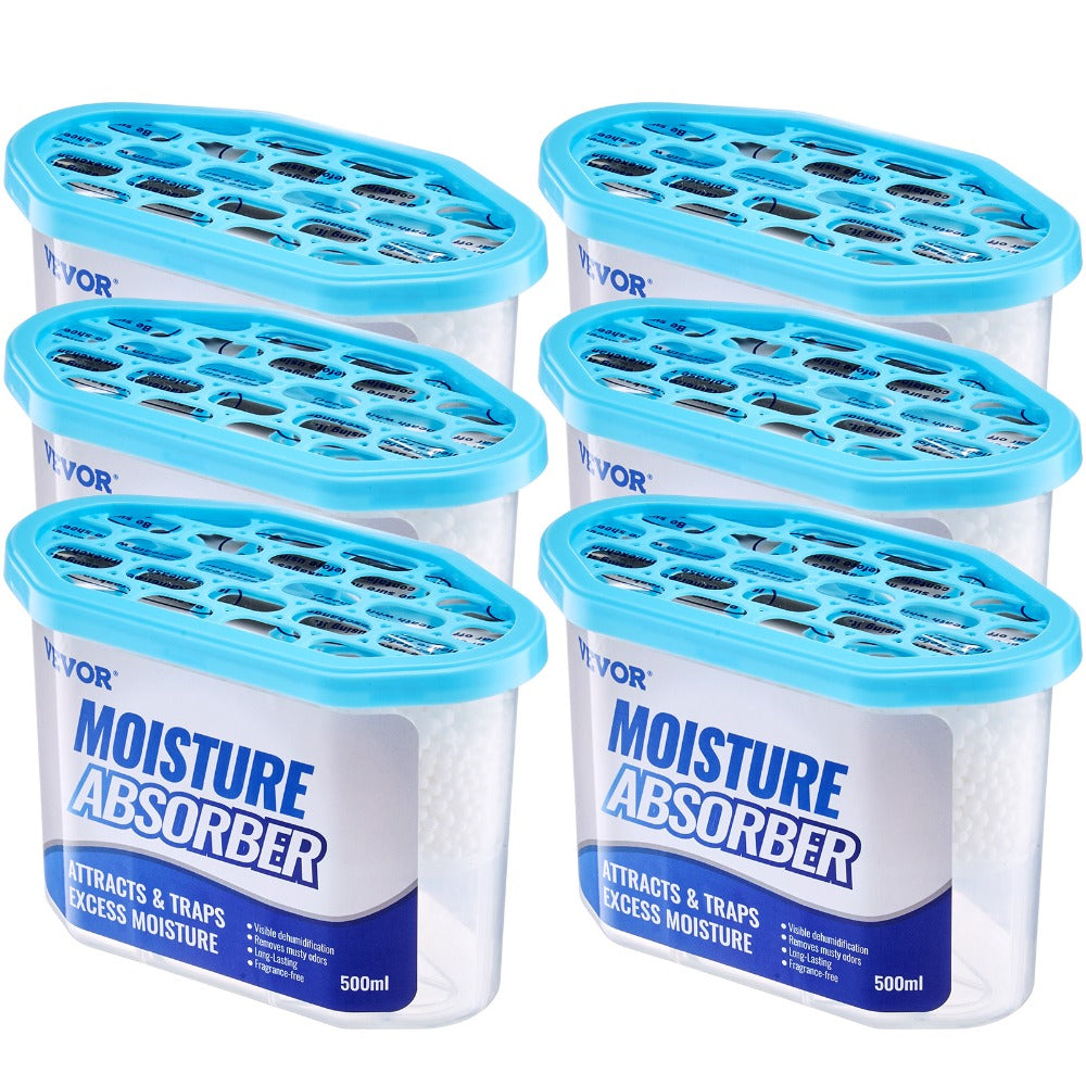 Moisture Absorber Boxes 6 Pack 500ml Calcium Chloride Dehumidifier Box Fragrance Free for Home Cooking, Dining and Outdoor Meals