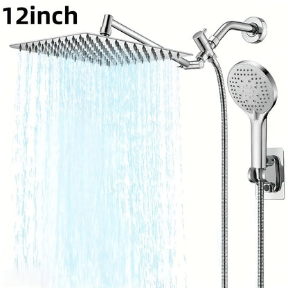 Rain Shower System with Handheld Shower Head, High Pressure Rainfall Showerhead Combo Copper Diverter Anti-Clog 8 10 12 Inch