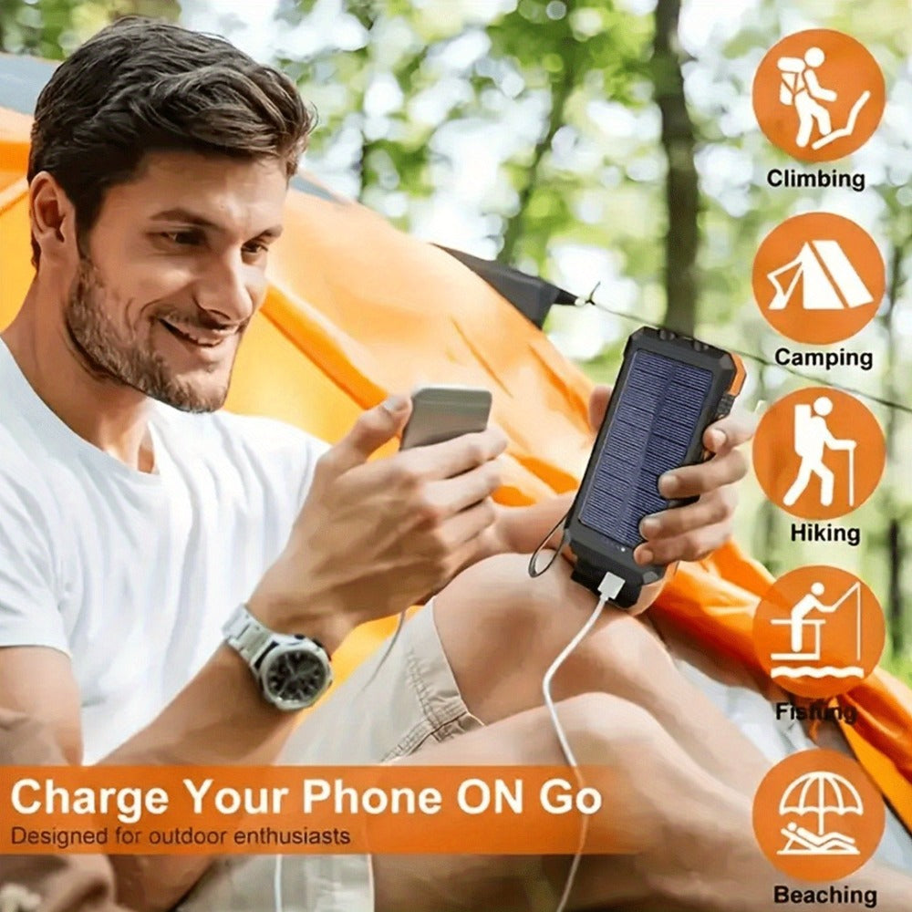 Power Bank for Camping, 20000mAh 40000mAh Portable Charger with Dual USB LED Flashlight & Compass – Waterproof External Battery Pack