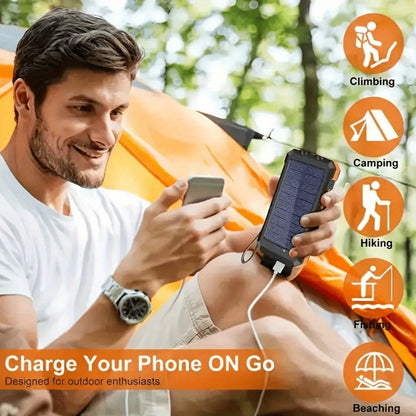 Power Bank for Camping, 20000mAh 40000mAh Portable Charger with Dual USB LED Flashlight & Compass – Waterproof External Battery Pack