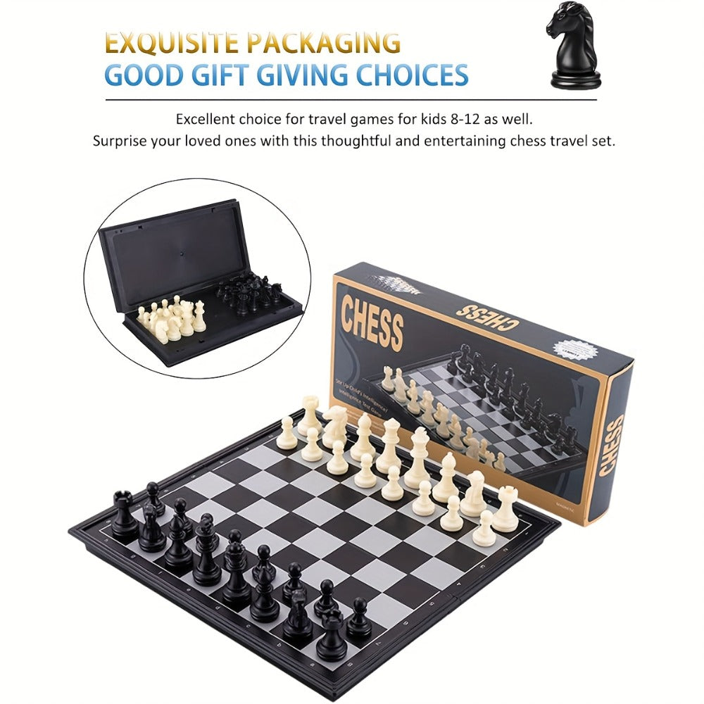 Magnetic Chess Set Folding Board 33 Pieces, 9.4 Inch Portable Travel Chess Game for Kids & Adults