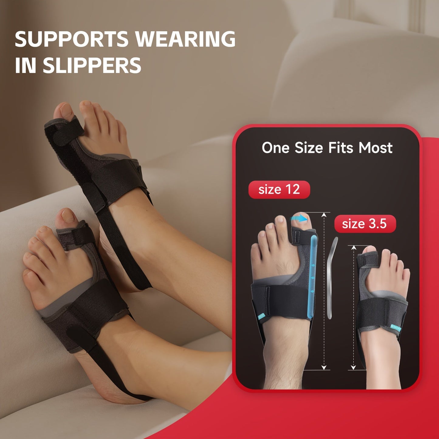 Adjustable Big Toe Separator Splint Pair with Two Metal Angle Bars, Double Straps and MB1Q Checkout Model