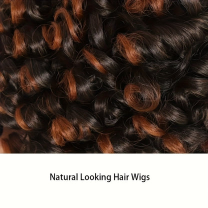 Synthetic Wig 14-Inch Kinky Curly Afro with Bangs in Black, Black-Brown or Golden 33/27 for Daily Style