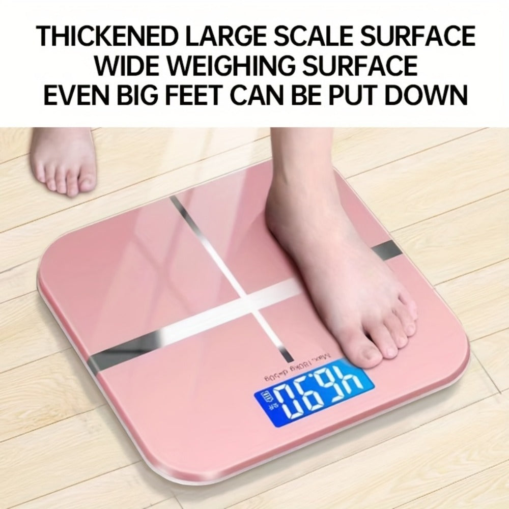 Square Digital Bathroom Scale in Black or Pink with Basic, No-Battery and USB-Charging Options