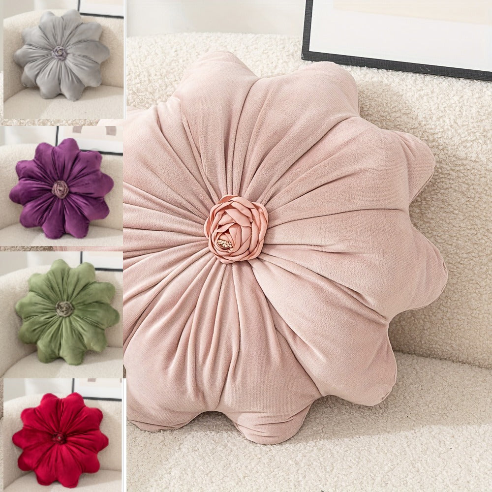 Round Flower Shaped Throw Pillow with Insert 16 Inch Soft Knit Decorative Cushion Machine Washable Zipper for Sofa Bed Car Home Decor 5