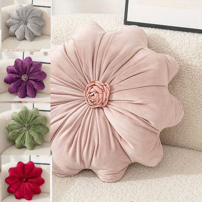 Round Flower Shaped Throw Pillow with Insert 16 Inch Soft Knit Decorative Cushion Machine Washable Zipper for Sofa Bed Car Home Decor 5