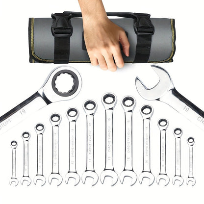 Combination Ratcheting Wrench Set 22pcs SAE & Metric, 1/4"-3/4" & 6-18mm Chrome Vanadium Steel, 72-Tooth Ratchet Wrenches with Oxford Bag