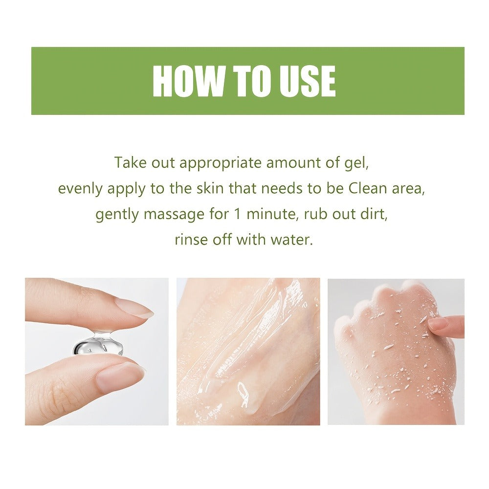Exfoliating Body Scrub Gel with Aloe Vera, Rose & Chamomile Extract, Deep Cleansing Physical Scrub for Face & Body