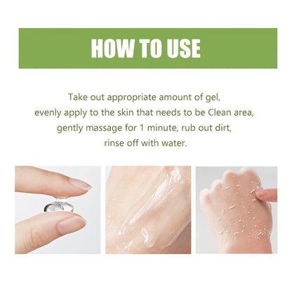 Exfoliating Body Scrub Gel with Aloe Vera, Rose & Chamomile Extract, Deep Cleansing Physical Scrub for Face & Body