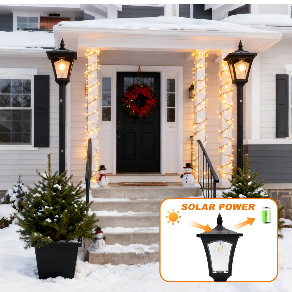 Solar Post Light Outdoor Garden Pathway Lamp 60LM White LED for Entryways, Bedrooms and Living Spaces
