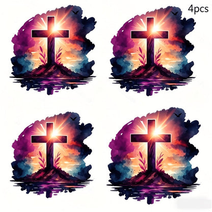 Sunset Cross Vinyl Vehicle Decal with One- or Four-Piece Checkout Options for Windows and Body Panels