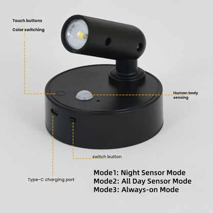 Wireless LED Spotlight Indoor 2 Pack Remote Control 3-Color Adjustable Motion Sensor Magnetic for Entryways, Bedrooms and Living Spaces