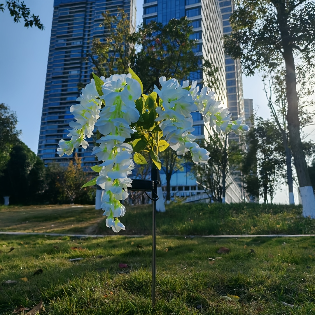 Solar Garden Lights 52-LED Wisteria Flower Stake with Two Modes and Six Color Options for Patio