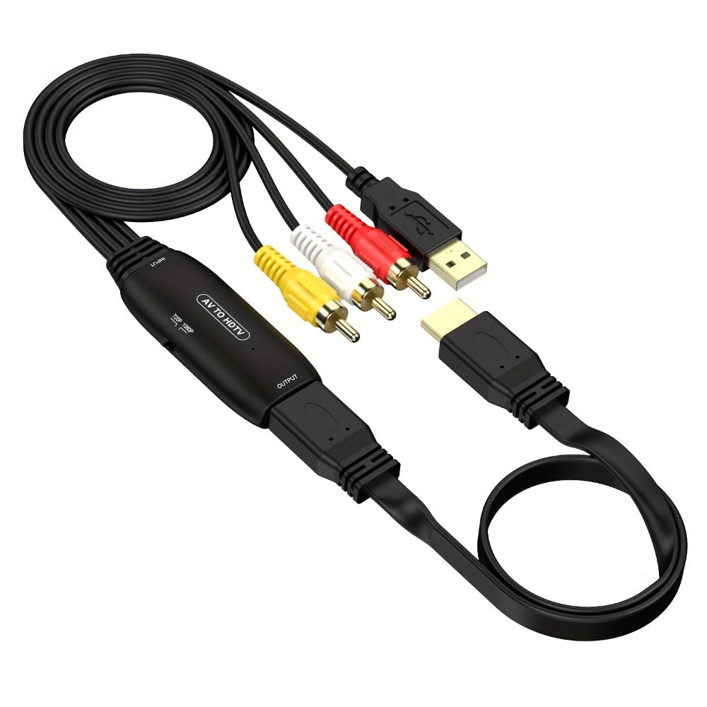 RCA to HDMI Converter 1080P Analog Composite AV to HD, Connects DVD VCR VHS PS3 Game Console Android TV Box to HDMI TV