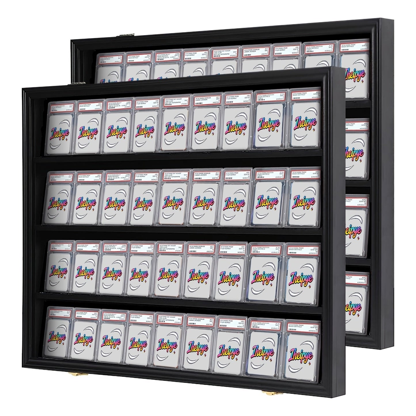 Sports Card Display Case 36 Slots Lockable Wall Frame – UV Protection Acrylic | Baseball Basketball Football Hockey Trading Cards | Black