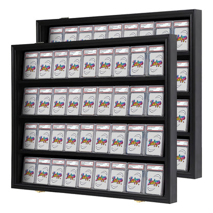Sports Card Display Case 36 Slots Lockable Wall Frame – UV Protection Acrylic | Baseball Basketball Football Hockey Trading Cards | Black