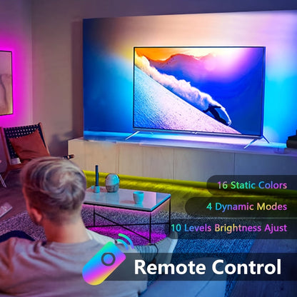 LED Strip Light RGB USB TV Backlight in 13ft or 20ft with 16-Color Remote, Dimming and Marked Cut Points