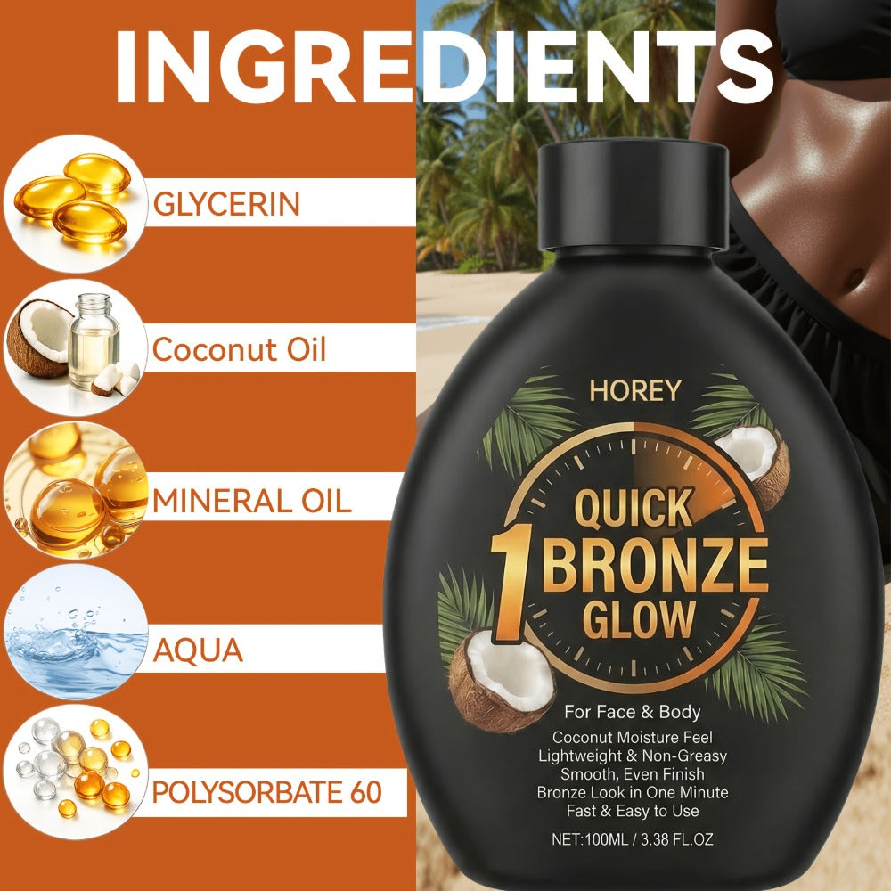 Dark Self Tanning Lotion Sunless Tanner 3.38oz - Instant Radiance, & Smoothing, Tattoo Friendly, Lasting Bronze & Golden Brown Glow