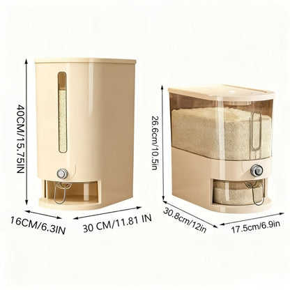 Food Storage Containers PET Rice Bin with Flip-Top Latch, Measuring Cup and 11- or 22-Pound Capacity