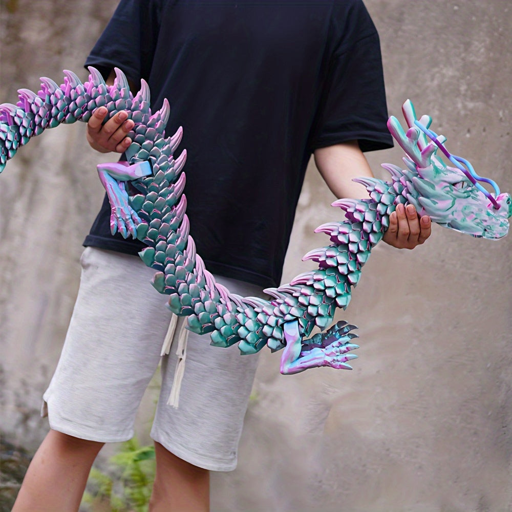 Crystal Dragon Fidget Toy 3D Printed Articulated Figure, Large Poseable Flexible Joints Fantasy Dragon