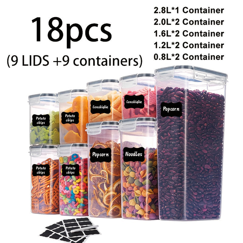 Food Storage Container Pantry Set with Three to 42 Jars, Flip-Top Lids, BPA-Free Plastic and Labels