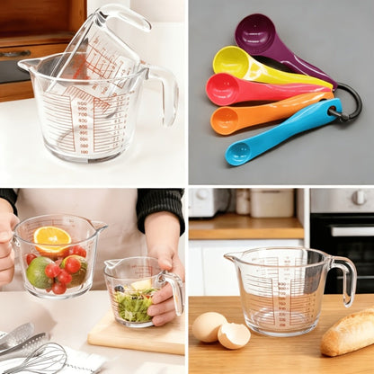 Glass Measuring Cup Heat Resistant Large with Handle 16.9 oz 33.8 oz Reusable Kitchen Baking for Home Cooking, Dining and Outdoor Meals