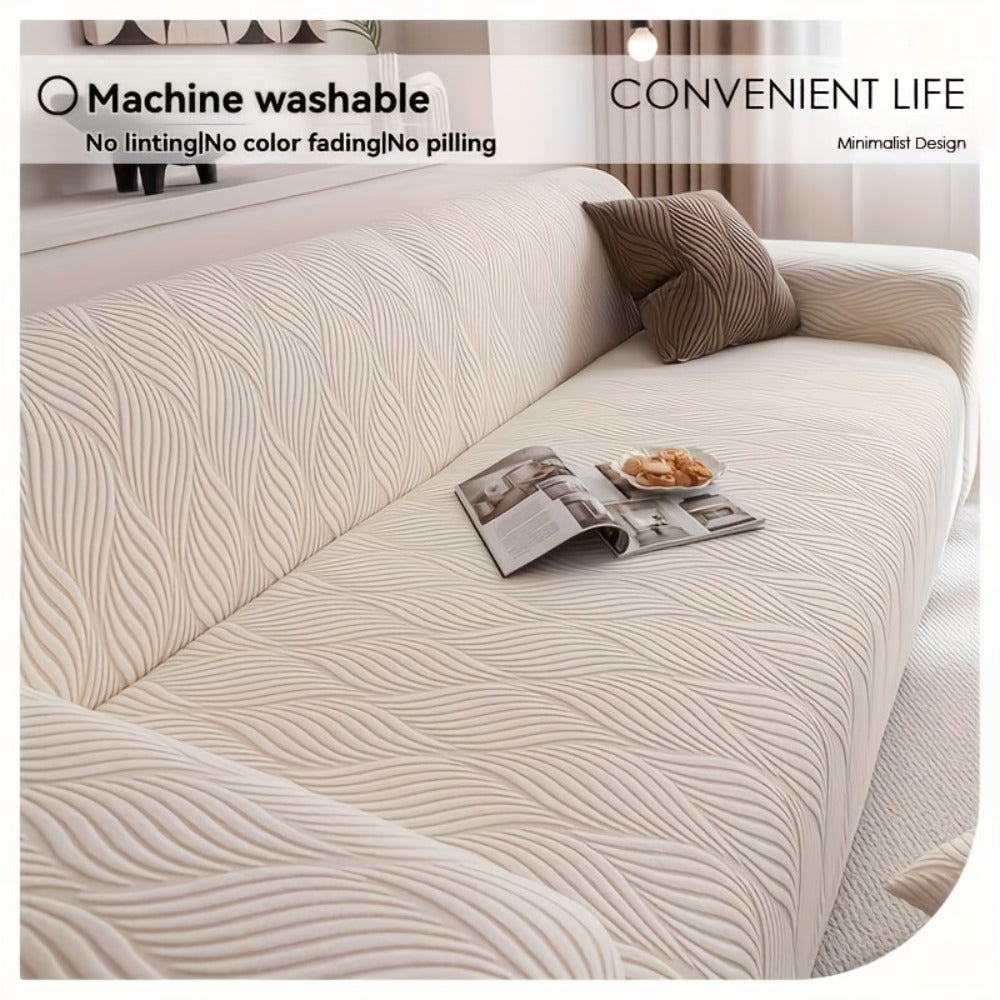 Sofa Cover Polar Fleece Modern Jacquard Elastic Slipcover with Elastic Fit for 1 to 4-Seater Sofas