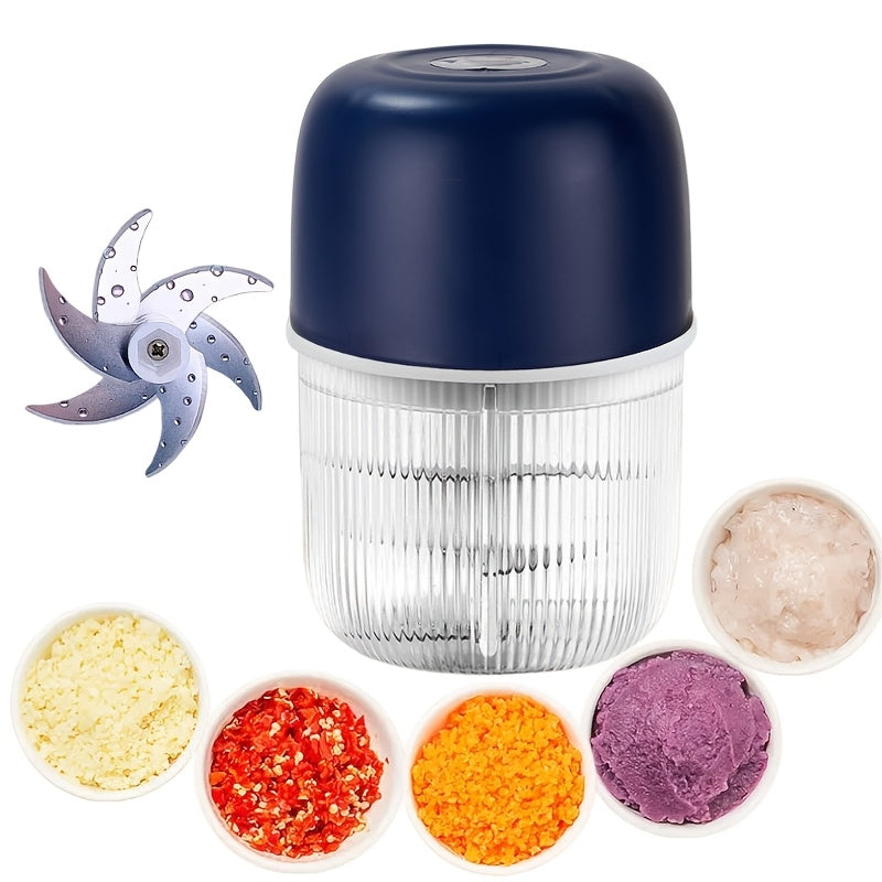 Electric Garlic Chopper USB Rechargeable Mini Food Chopper with 800mAh Battery - Portable for Home Cooking, Dining and Outdoor Meals