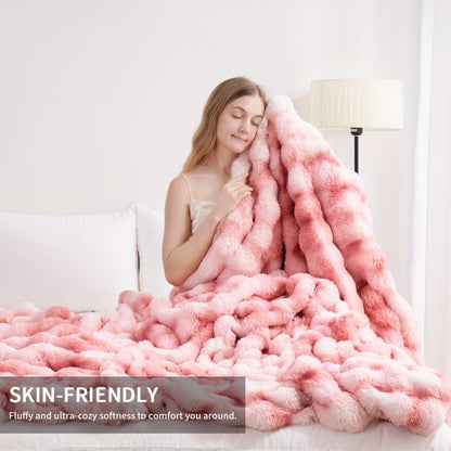 Faux Rabbit Fur Throw Blanket in 11 Checkout Colors and Throw, Twin, Queen or King Size Options
