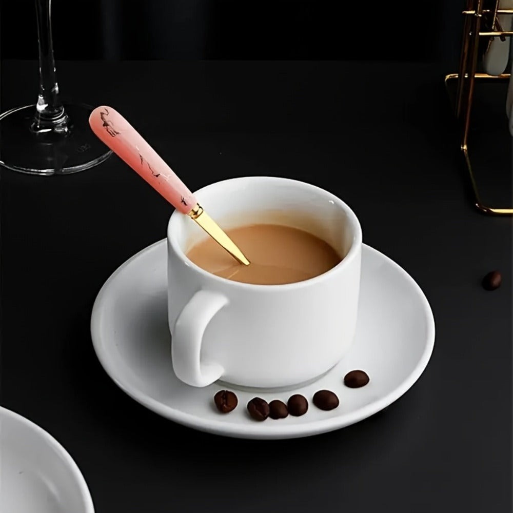 Marble Pattern Cutlery Set 24pcs – Dinner Forks Soup Spoons Teaspoons for Home Hotel Restaurant