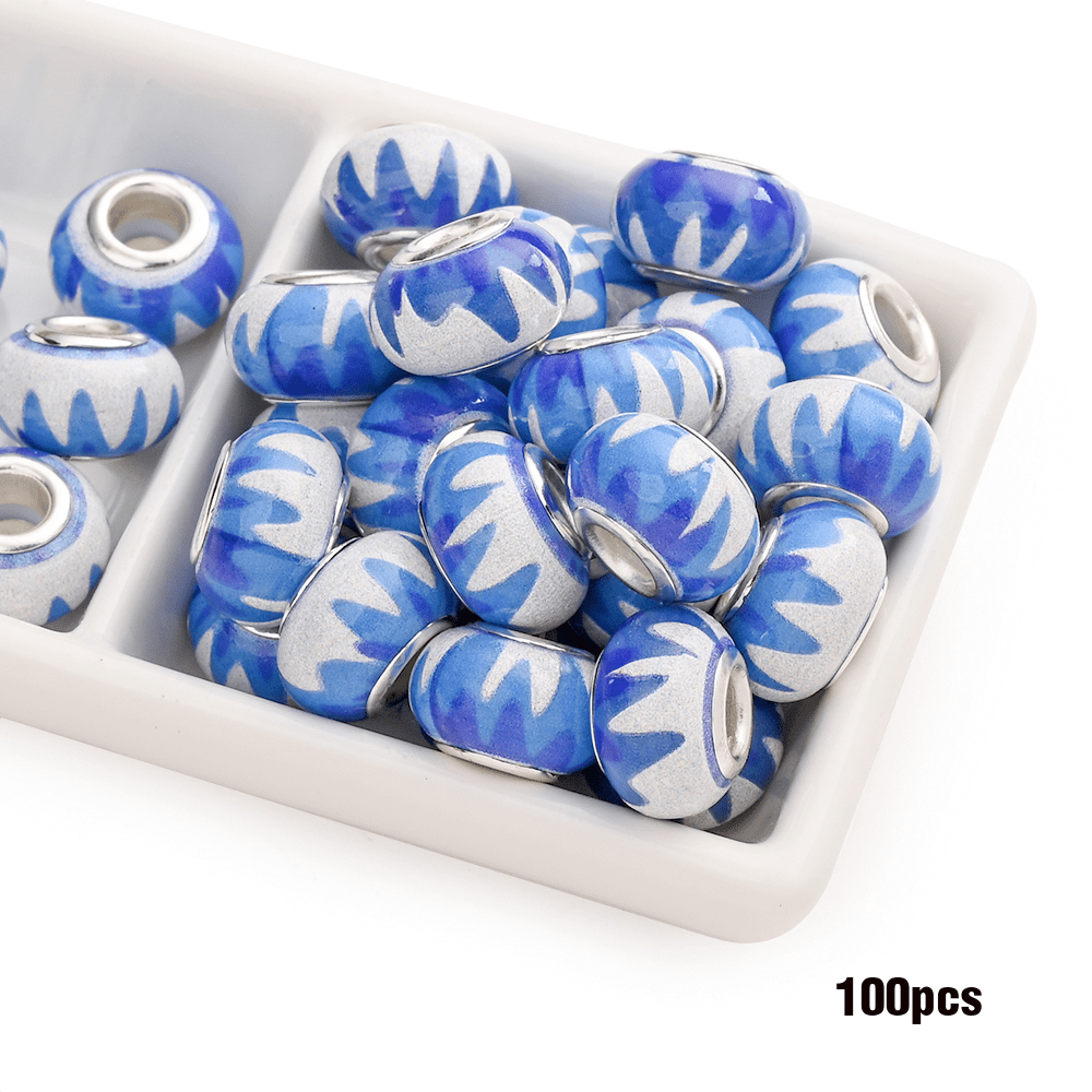 Jewelry Making Beads - Acrylic Flower 100pcs 14mm Colorful Printed Flat Round Large Hole for - product detail view 20
