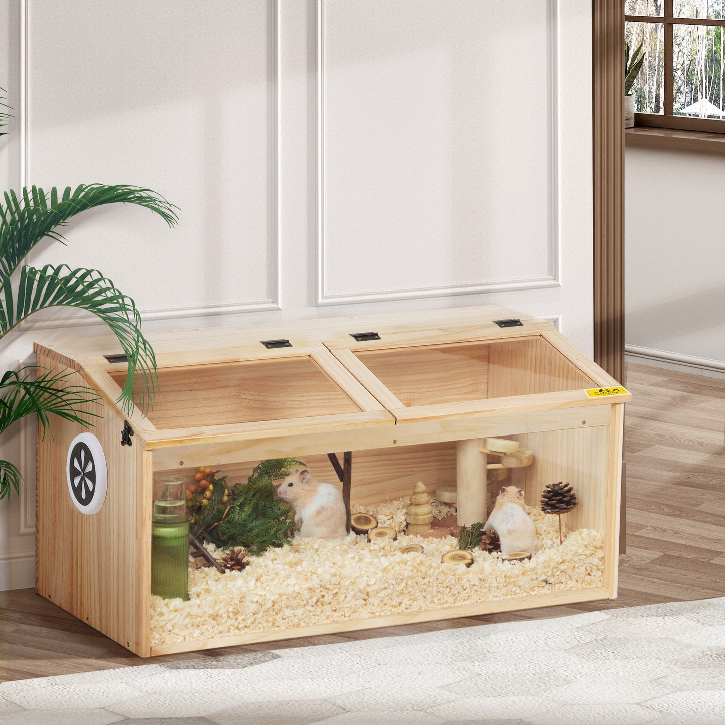 Large Hamster Cage Wooden Enclosure – 32"L x 16"W x 16"H with Acrylic Window & Openable Top | Small Animal Habitat for Guinea Pig