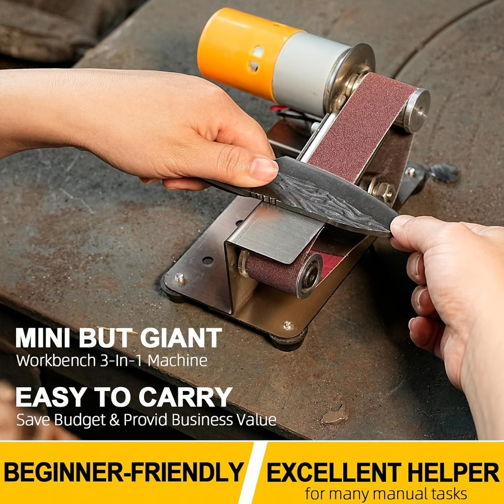 Mini Belt Sander 15° Angle - 7-Speed Electric Belt Grinder Knife Sharpener Kit with 30 Sanding Belts for Metal