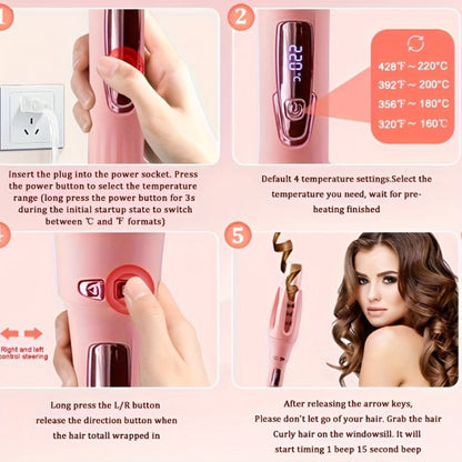 Automatic Curling Iron 32mm Essential Oil Coating, for Home, Travel and Salon Hair Styling