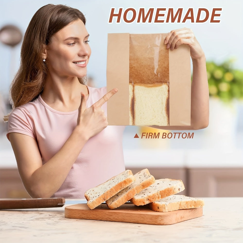 Bread Bags 100pcs Paper with Window 50% Thicker 13.7x8.2x3.7in Sourdough Homemade Bread for Entryways, Bedrooms and Living Spaces