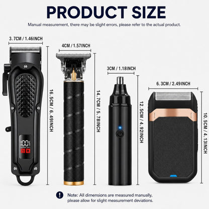 Electric Grooming Kit for Men with LCD Display – Cordless Rechargeable Hair Clipper & Trimmer Set, Home Travel & Car Use