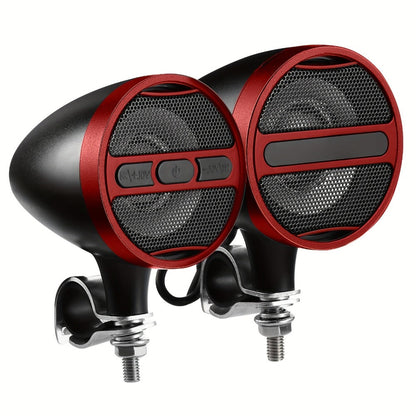 Motorcycle Bluetooth Stereo Speaker System with Built-In Amplifier – 3" Handlebar Mount Speakers, MP3 & USB, 12V, 20W×2 for ATV