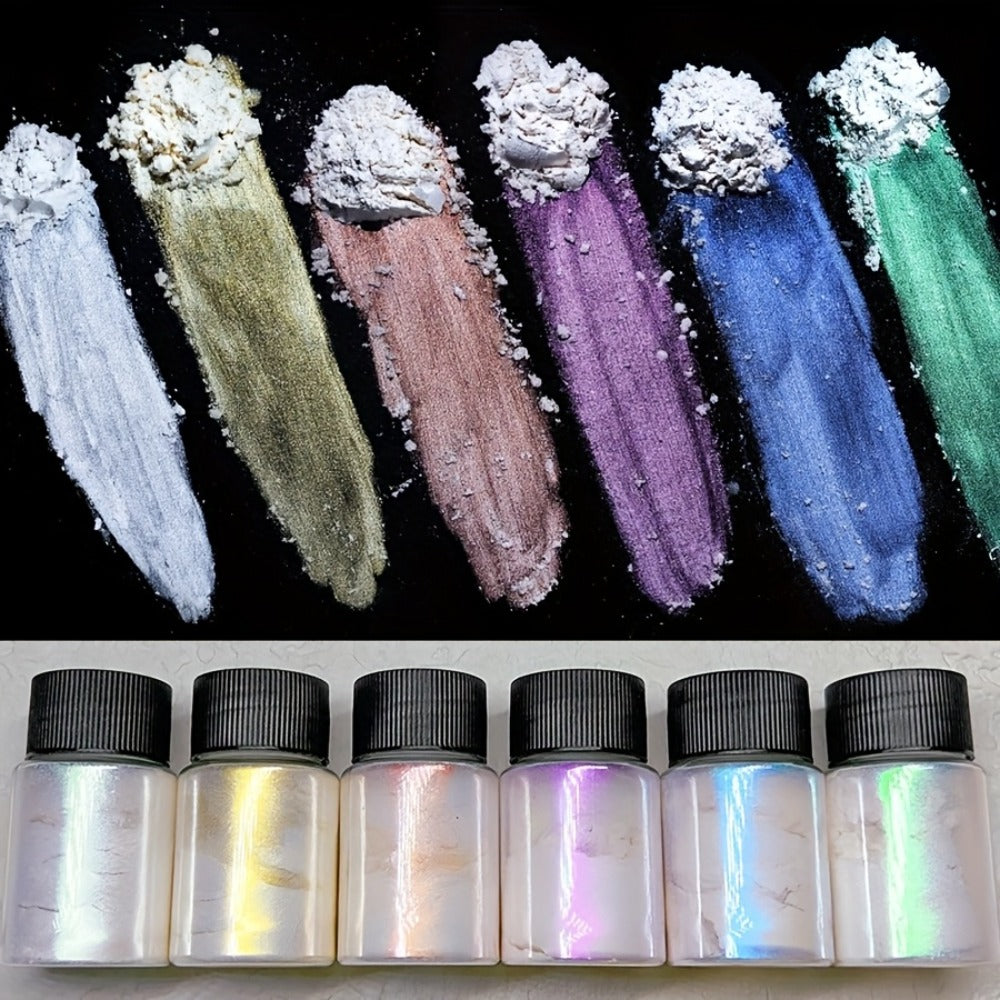 Aurora Nail Powder 12 Colors Chrome Pearl Glitter Neon Dust Holographic Iridescent Pigment Set for Chrome
