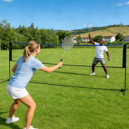Badminton Volleyball Net Portable Adjustable Height 10ft 14ft 17ft Weather-Resistant Outdoor Indoor Backyard Pool Court Net with Carry Bag