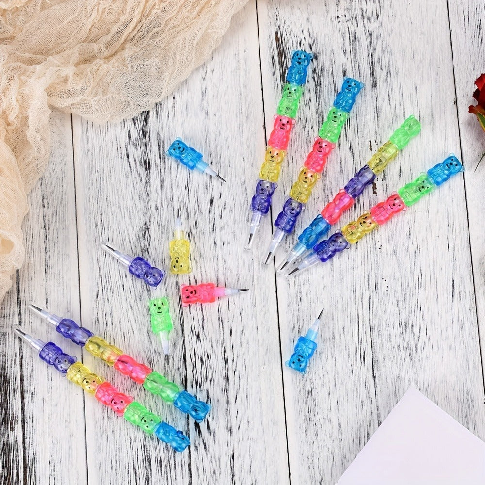 Bear Stackable Pencils 5-in-1 HB 59pcs No Sharpening Needed for Parties, Celebrations and Guest Favors
