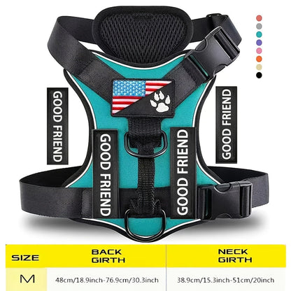 Five-Patch Dog Vest Harness in Black, Red, Rose Red, Grey or Green with XS-to-XL Sizes Pictured