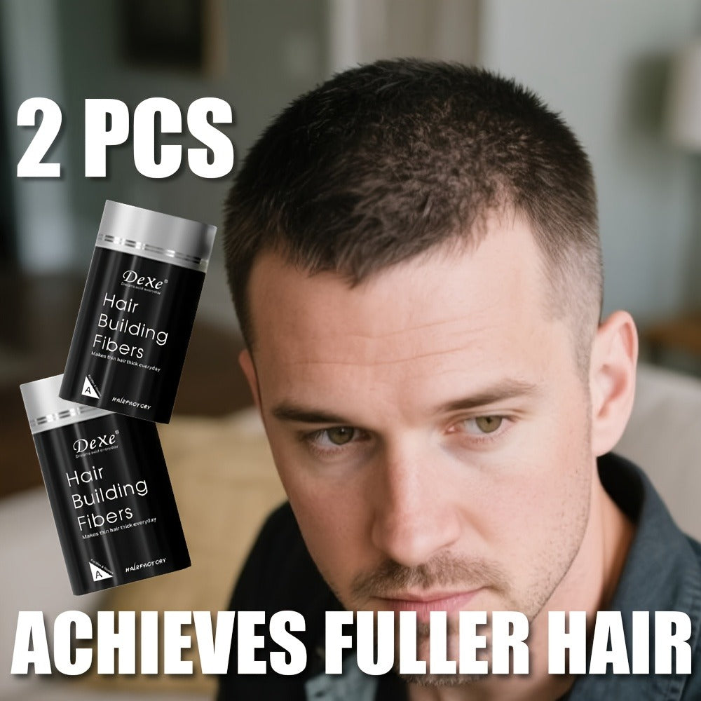 DeXe Hair Fiber Powder 2pcs x 22g, Natural Fine Thickening Fibers for Thinning Hair & Bald Spot Coverage