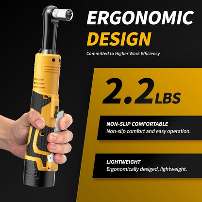Cordless Electric Ratchet Wrench Set 3/8 inch Variable Speed Trigger Grip 9 Sockets Lithium-Ion for Home, Garage and DIY Projects