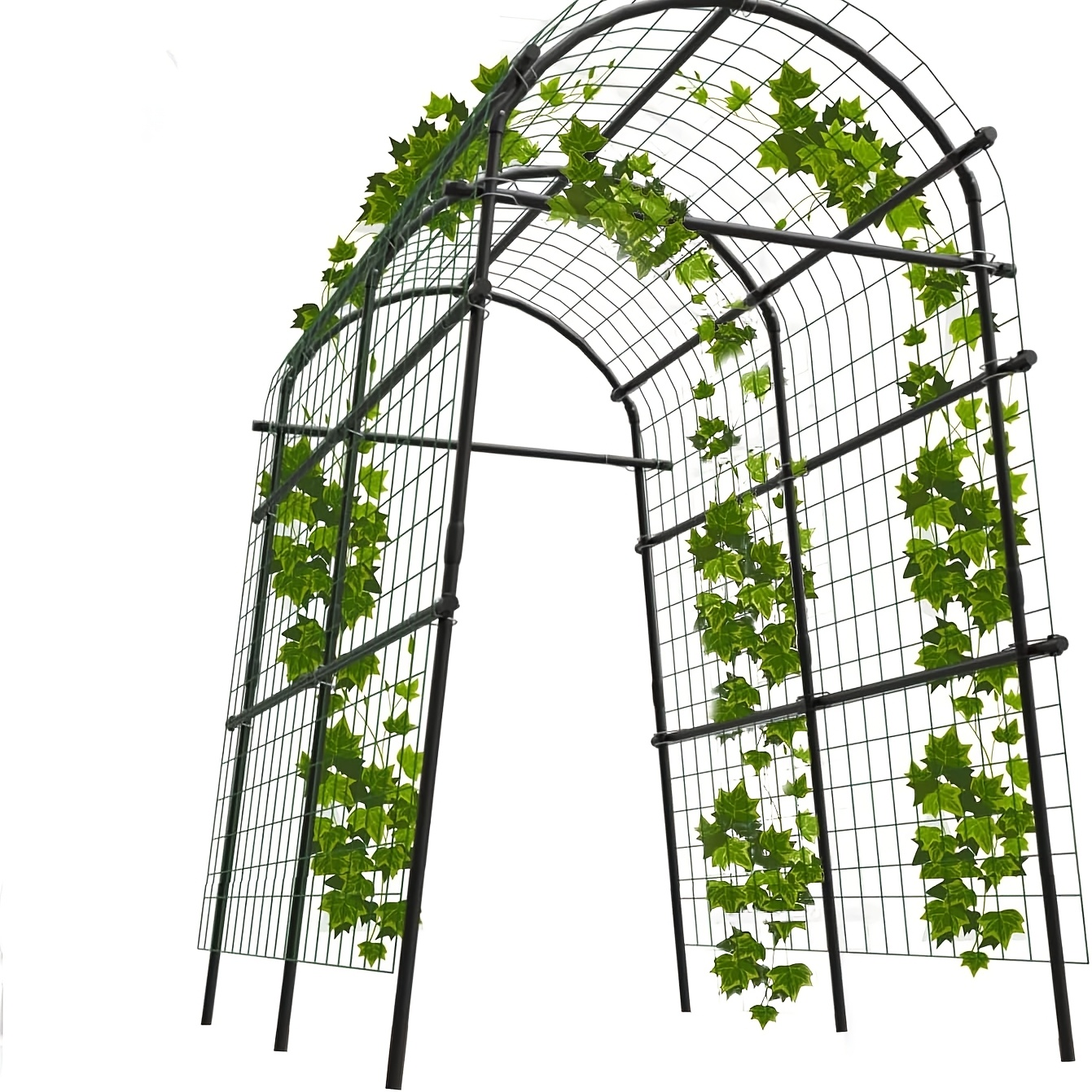 Garden Arch Trellis 7.5ft Tall Metal Climbing Plant Support with Netting for Vegetables Flowers Roses for Garden, Patio and Yard Use