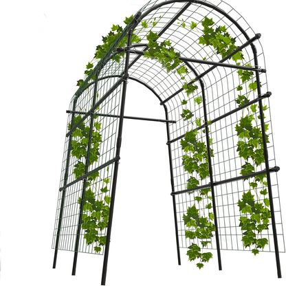 Garden Arch Trellis 7.5ft Tall Metal Climbing Plant Support with Netting for Vegetables Flowers Roses for Garden, Patio and Yard Use