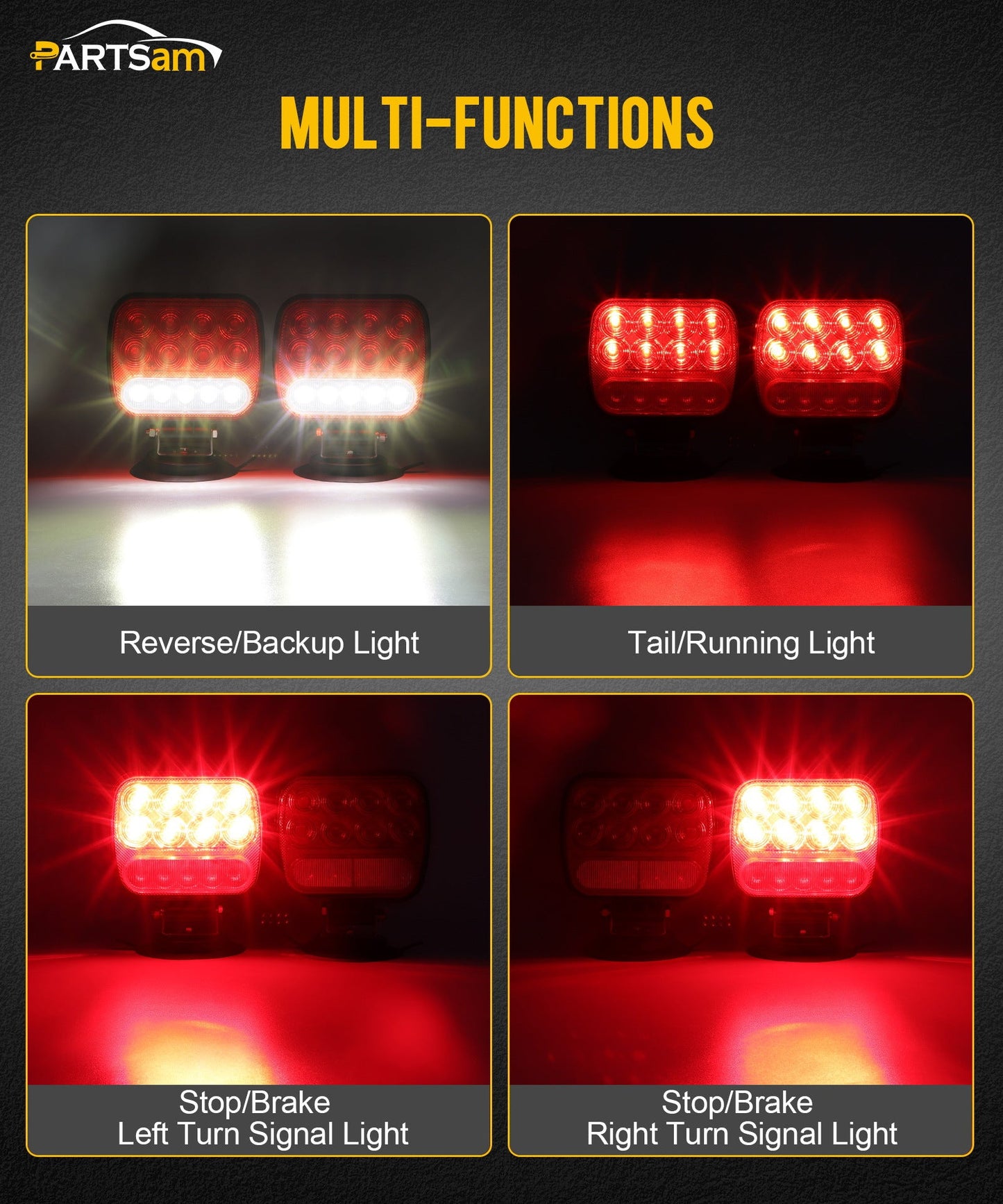 Wireless Magnetic LED Trailer Light Kit – 26 LED Towing Tail Light Stop Turn Brake Reverse, 7-Pin Plug 12-24V IPX5 Waterproof
