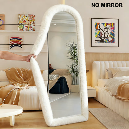 Full Length Floor Mirror Cover Fluffy Stretchable 64"x21" – Soft Non-Slip Irregular Shape Bedroom Dressing Room Mirror Sleeve 6 Colors