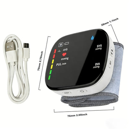 Blood Pressure Monitor for Wrist, Rechargeable LCD Device with Voice, 2 x 99 Memory and Portable Case