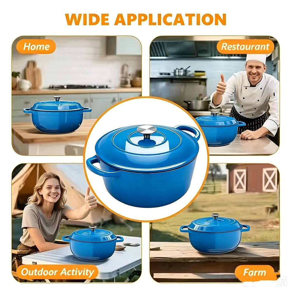 3QT Enameled Cast Iron Dutch Oven with Dual Handles, Fitted Lid and Three Color or Style Options