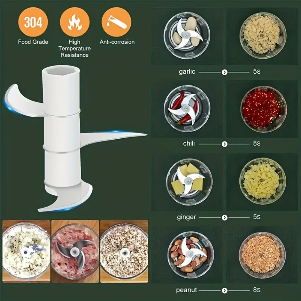 Electric Garlic Chopper & Mini Food Processor, Rechargeable USB Portable Garlic Mincer with 2-Cup Container